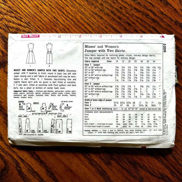 Vintage 1960s Simplicity 5209 Sewing Pattern Size S Dress & 2 Skirts COMPLETE - Picture 2 of 2